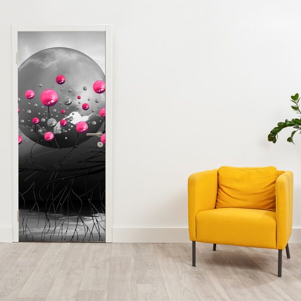 Fototapeta na drzwi - Różowa abstrakcyjna kula (95x205cm)