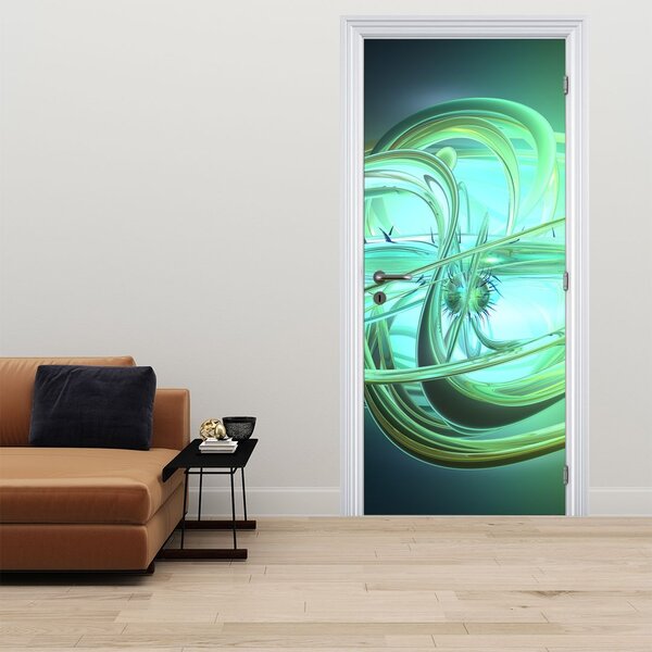 Fototapeta na drzwi - Zielona abstrakcja (95x205cm)