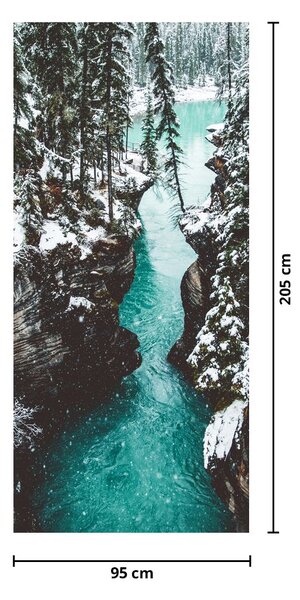 Fototapeta na drzwi - Górska rzeka zimą (95x205cm)
