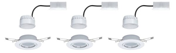 Paulmann – spot wpuszczany LED Base Coin, biały, z włącznikiem/wyłącznikiem, 3 Coin, biały / opal, salon / jadalnia, aluminium, nowoczesny