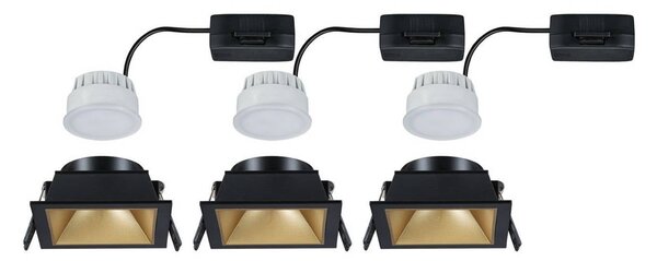 Paulmann LED do zabudowy Cole Coin czarno-złoty, kątowy, IP44, ściemniany, 3x Coin, możliwość ściemniania, czarny, łazienka, aluminium, nowoczesny