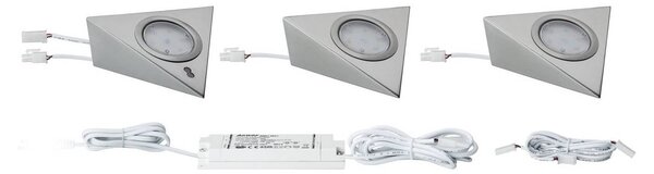Paulmann Oprawa podszafkowa LED Paulmann, trójkątna, żelazna, z czujnikiem, zestaw 3 szt. Dreieck, aluminiowy / szary / cynkowy, kuchnia, metal, nowoczesny