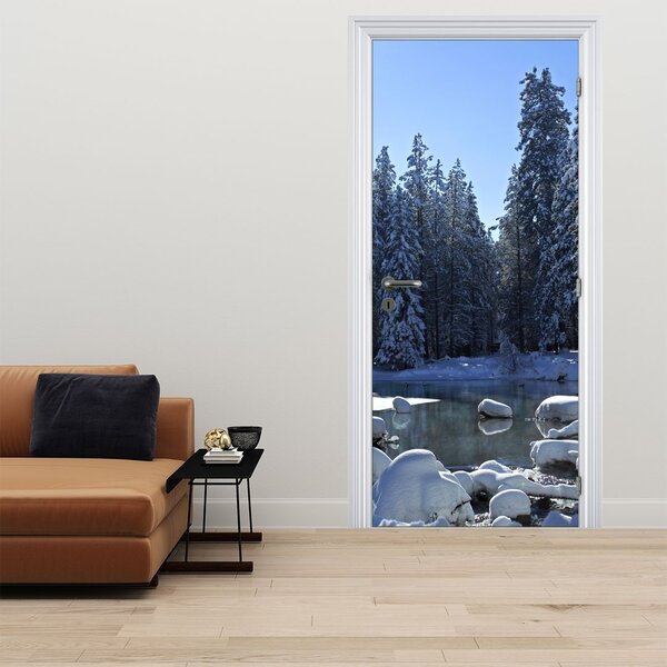 Fototapeta na drzwi - Śnieżny las (95x205cm)