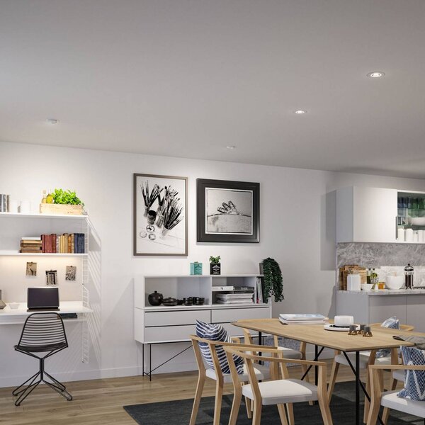 Paulmann Zestaw 3 opraw wpuszczanych LED Aumus White Select CCT, białe Aumus, możliwość ściemniania, biały / opal, salon / jadalnia, aluminium, nowoczesny