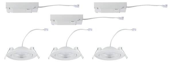 Paulmann Zestaw 3 opraw wpuszczanych LED Aumus White Select CCT, białe Aumus, możliwość ściemniania, biały / opal, salon / jadalnia, aluminium, nowoczesny