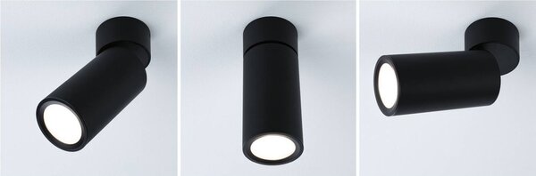 Paulmann Lampa sufitowa LED Turnal Coin, czarna, metalowa, 2700 K możliwość ściemniania, czarny, salon / jadalnia, metal, nowoczesny
