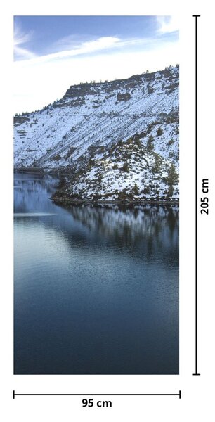 Fototapeta na drzwi - Zimowy krajobraz z jeziorem (95x205cm)