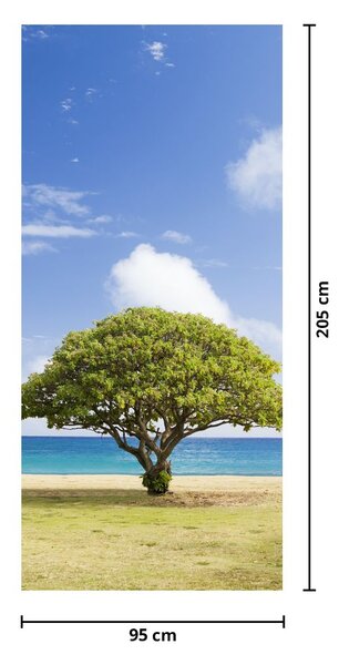 Fototapeta na drzwi - Plaża z drzewem (95x205cm)