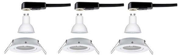 Paulmann Paulmann, zestaw 3 spotów Nova, okrągłe, obrotowe, białe matowe, GU10, 2700 K Nova, biały / opal, salon / jadalnia, aluminium, nowoczesny