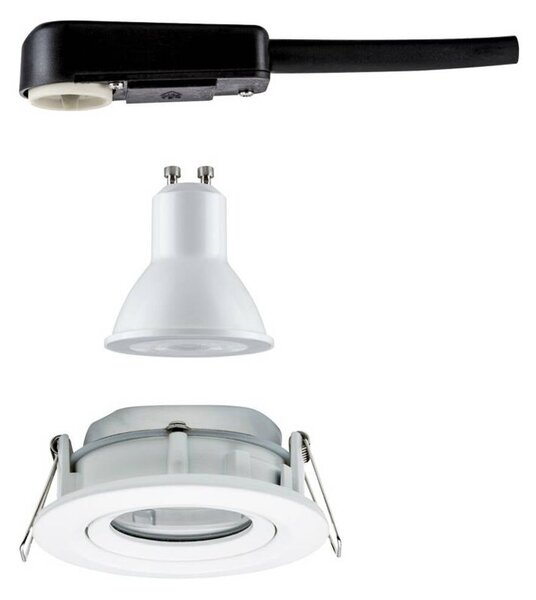 Paulmann Nova Plus okrągła, obrotowa/ściemniana, biała matowa, IP65, GU10, 840 Nova, możliwość ściemniania, biały / opal, łazienka, aluminium, nowoczesny