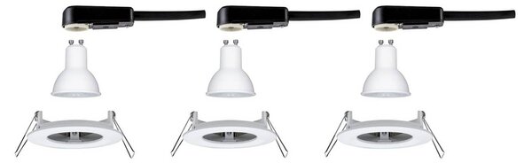Paulmann Paulmann, zestaw 3 reflektorów Nova, okrągłe, białe, sztywne, IP44, GU10, 4000 K Nova, biały / opal, łazienka, aluminium, nowoczesny