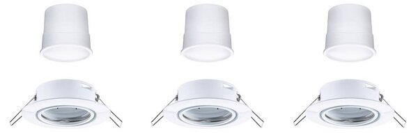 Paulmann Spot wpuszczany LED Coin Base, biały, zestaw 3 sztuk, 3000 K, ZigBee możliwość ściemniania, biały / opal, salon / jadalnia, metal, nowoczesny