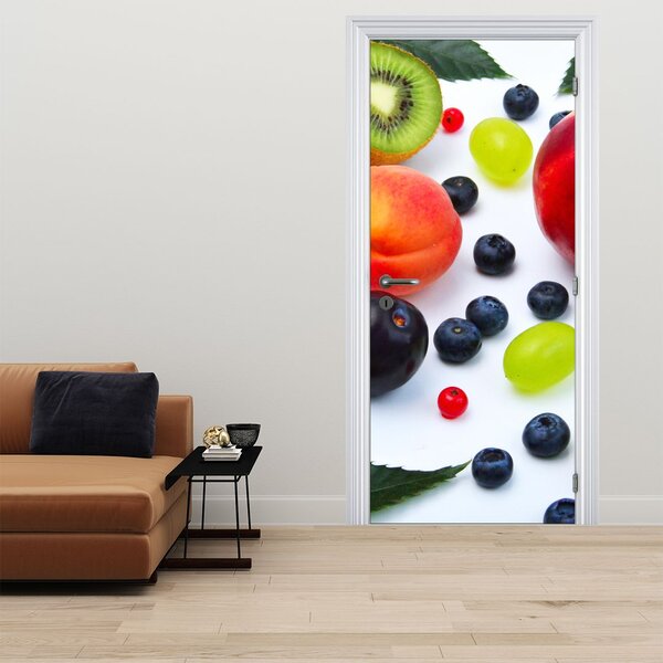 Fototapeta na drzwi - Owoce z kroplami wody (95x205cm)