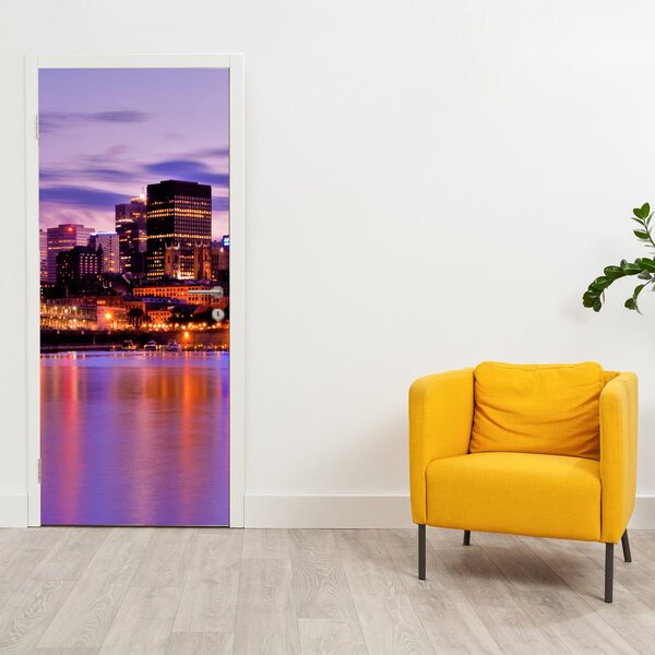 Fototapeta na drzwi - Miasto nocą (95x205cm)
