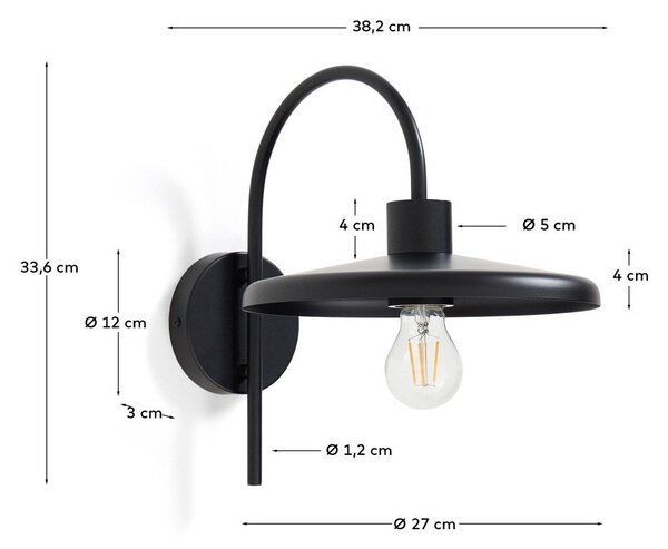 Czarny kinkiet ø 27 cm Nuvira – Kave Home