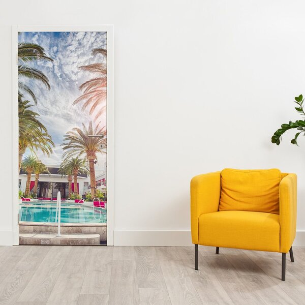 Fototapeta na drzwi - Palmy z basenem (95x205cm)