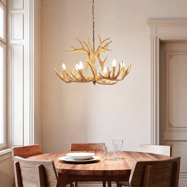 Lampa wisząca Fibi Lindby, możliwość ściemniania, brązowy / rdzawy, salon / jadalnia, tworzywo sztuczne, dworkowy / rustykalny