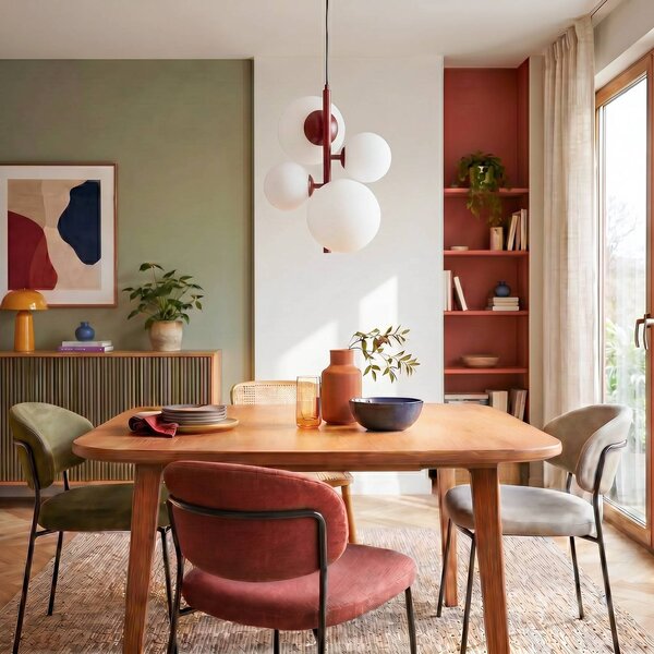 Lampa wisząca szklana Joel ALDEX, możliwość ściemniania, czerwony, salon / jadalnia, metal, nowoczesny
