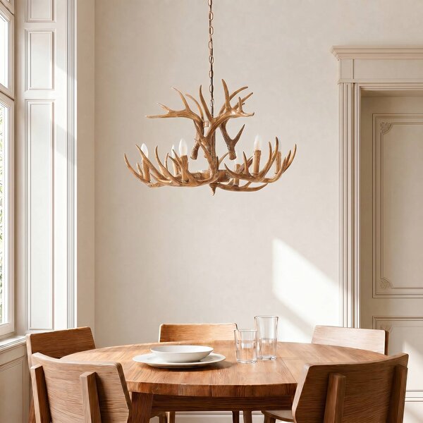 Lampa wisząca Fibi Lindby, możliwość ściemniania, brązowy / rdzawy, salon / jadalnia, tworzywo sztuczne, dworkowy / rustykalny