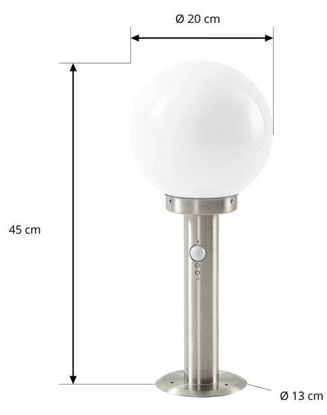 Lampa cokołowa Lindby Vedran, 45 cm, stal nierdzewna, czujnik Vedran Lindby, możliwość ściemniania, aluminiowy / szary / cynkowy, stal szlachetna, nowoczesny