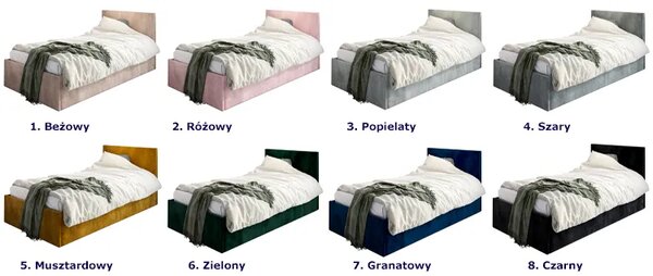 Musztardowe łóżko młodzieżowe H1-T70