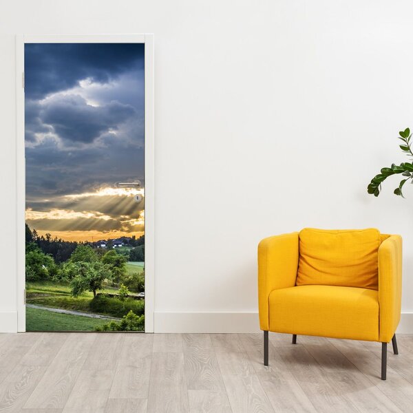 Fototapeta na drzwi - Krajobraz z promieniami (95x205cm)