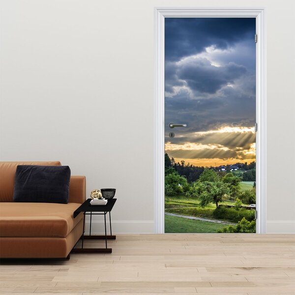 Fototapeta na drzwi - Krajobraz z promieniami (95x205cm)