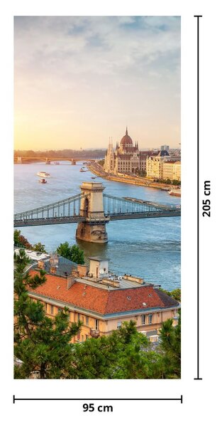 Fototapeta na drzwi - Miasto Budapeszt z rzeką (95x205cm)