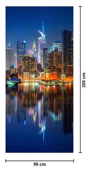 Fototapeta na drzwi - Manhattan nocą (95x205cm)