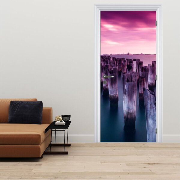 Fototapeta do drzwi - Drewniane słupki (95x205cm)