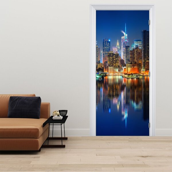 Fototapeta na drzwi - Manhattan nocą (95x205cm)