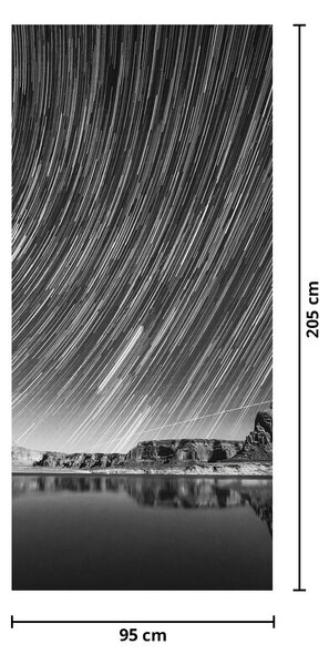 Fototapeta na drzwi - Czarno - białe gwiaździste niebo (95x205cm)