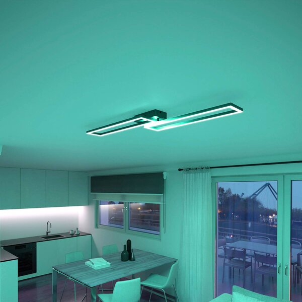 Tint Inteligentna lampa sufitowa Ciso, możliwość ściemniania, czarny, salon / jadalnia, metal, nowoczesny
