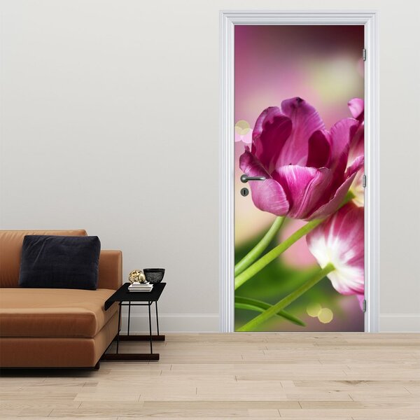 Fototapeta na drzwi - Różowe tulipany (95x205cm)