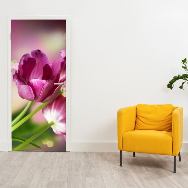 Fototapeta na drzwi - Różowe tulipany (95x205cm)