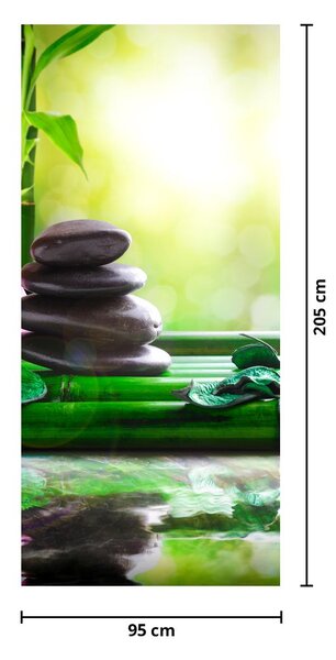 Fototapeta na drzwi - Kamienie do masażu i orchidea na wodzie (95x205cm)