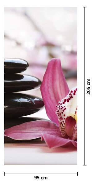 Fototapeta na drzwi - Kamienie do masażu i orchidea (95x205cm)
