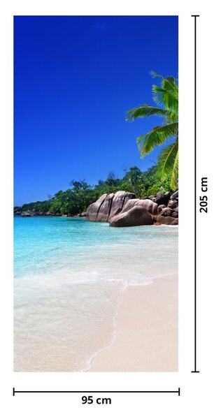 Fototapeta na drzwi - Plaża na wyspie Praslin (95x205cm)