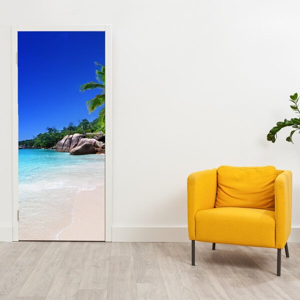 Fototapeta na drzwi - Plaża na wyspie Praslin (95x205cm)