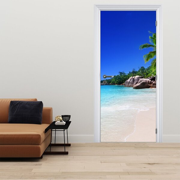 Fototapeta na drzwi - Plaża na wyspie Praslin (95x205cm)