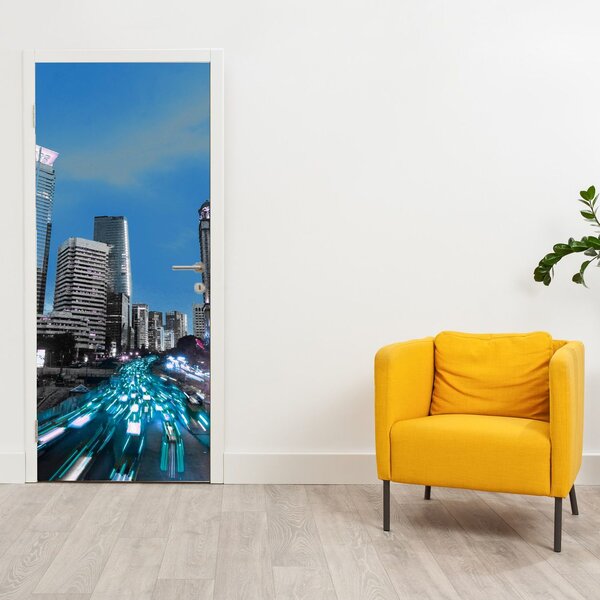 Fototapeta na drzwi - Miasto nocą (95x205cm)