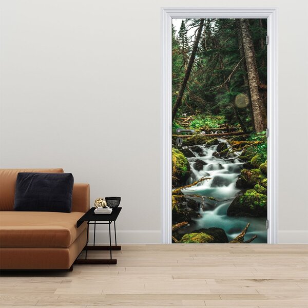 Fototapeta na drzwi - Strumień w lesie (95x205cm)