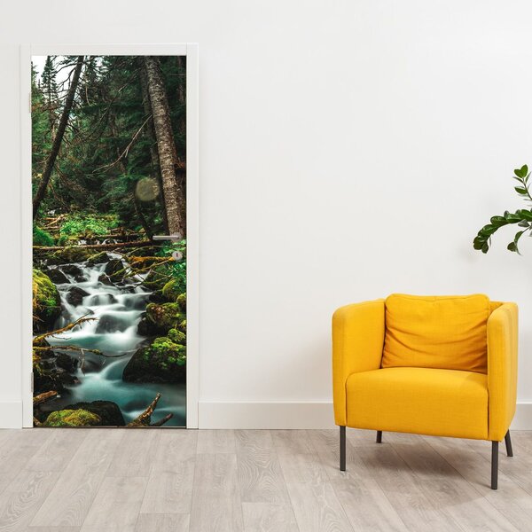 Fototapeta na drzwi - Strumień w lesie (95x205cm)