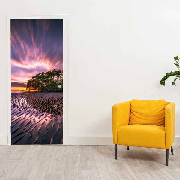 Fototapeta na drzwi - Plaża o zachodzie słońca (95x205cm)