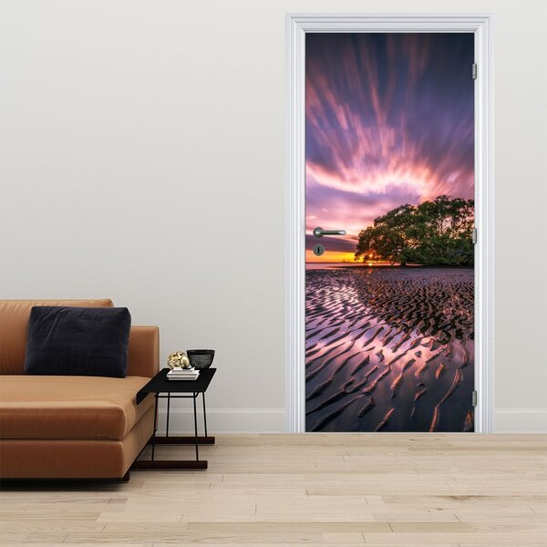 Fototapeta na drzwi - Plaża o zachodzie słońca (95x205cm)