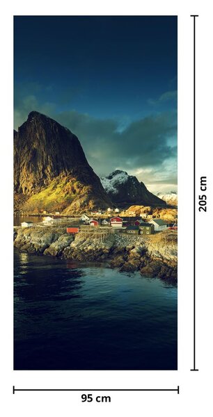 Fototapeta na drzwi - Wioska rybacka w Norwegii (95x205cm)