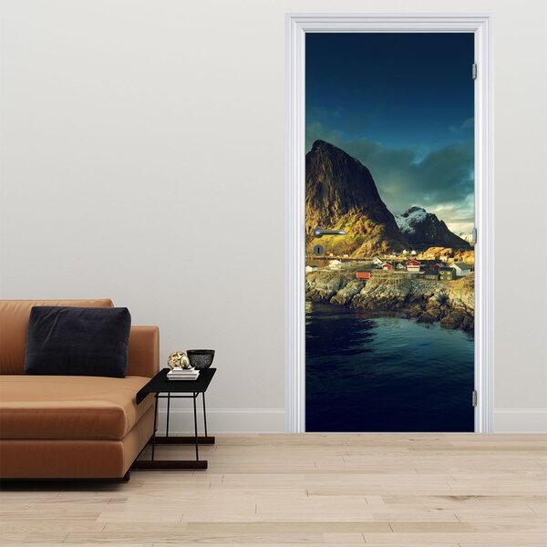 Fototapeta na drzwi - Wioska rybacka w Norwegii (95x205cm)