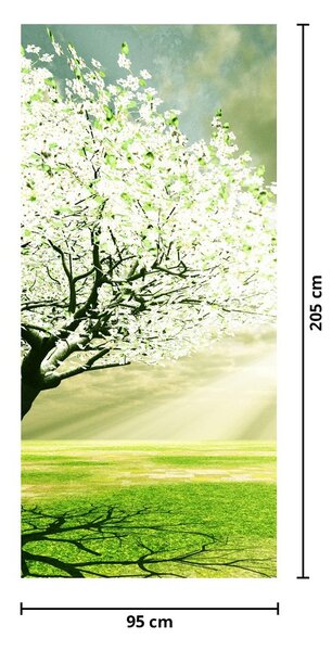 Fototapeta na drzwi - Drzewo na łące (95x205cm)