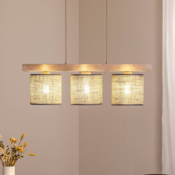Lampa wisząca Forest Duolla, możliwość ściemniania, aluminiowy / szary / cynkowy, salon / jadalnia, drewno