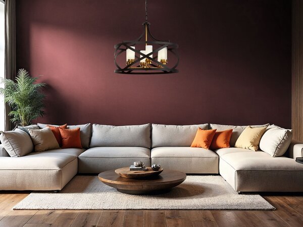 LAMPA WISZĄCA SUFITOWA LOFT CZARNO-MOSIĘŻNA ASTILA W6